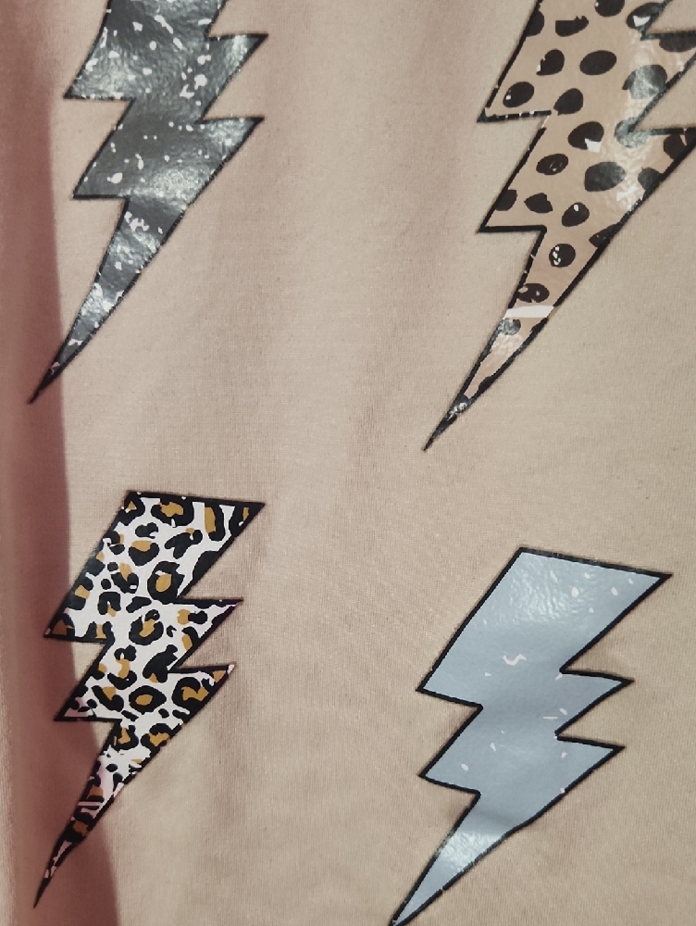 Neutral Graphic Tee with Colorful Lightning Bolts - Picture 2 of 2